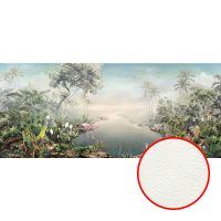 Фреска Ortograf Its Jungle 33660 Фактура флок FLK Флизелин (7*3) Зеленый/Разноцветный, Деревья/Цветы/Птицы — фото 1, Фрески