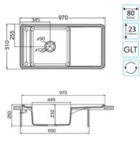 Кухонная мойка Aquaton Беллис 97 1A725132BS230 Серая — фото 9, Кухонные мойки