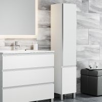 Шкаф пенал SanVit Авеню-3 К 32 pavenu3w с бельевой корзиной Белый глянцевый — фото 13, Мебель для ванной