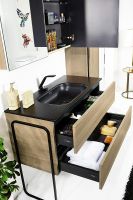 Зеркальный шкаф Boheme Armadi Art Vallessi 100 546-L с подсветкой Дуб светлый матовый — фото 3, Мебель для ванной