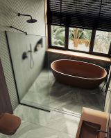 Душевая перегородка Maybah Glass MGD-706-6у 690x1950 в узком профиле Черный стекло сатиновое — фото 4, Душевые перегородки