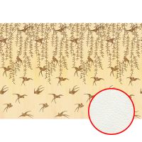 Фреска Ortograf Flora 31163 Фактура флок FLK Флизелин (4*2,7) Бежевый/Коричневый, Листья/Птицы — фото 1, Фрески