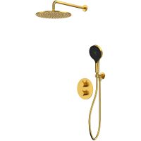 Душевая система Whitecross Y brushed gold YSET08TOPGLB с термостатом Брашированное золото — фото 1, Душевое оборудование. Душевая программа