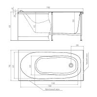 Акриловая ванна Timo Kilo 170x75 KILO1775 без гидромассажа — фото 3, Акриловые ванны
