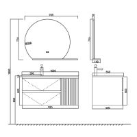 Тумба с раковиной Orans BC-2055-1000L 100 2055100L подвесная Темно-серая — фото 12, Мебель для ванной