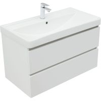 Тумба с раковиной Aquanet Вега 90 327998 подвесная Белый глянец — фото 4, Мебель для ванной