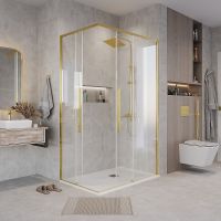 Душевой уголок Grossman Galaxy 110х70 300.K33.01.1170.32.00 профиль Золото сатин стекло прозрачное — фото 2, Прямоугольные душевые уголки