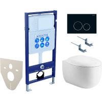 Комплект унитаза с инсталляцией Aquatek Set Aquatek Альтаир cm-020 4в1 с сиденьем Микролифт и Черной матовой клавишей смыва — фото 1, Комплекты унитаз + инсталляция