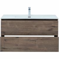 Тумба под раковину Aquanet Lino 100 Flat 287545 подвесная Дуб веллингтон — фото 5, Тумбы под раковину