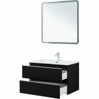 Тумба под раковину Aquanet Вега 80 329597 подвесная Черная матовая — фото 11, Мебель для ванной