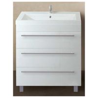 Тумба под раковину 1MarKa Соната 58Н 3 ящика Белая глянцевая — фото 1, Тумбы под раковину