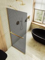 Душевая перегородка Maybah Glass MGD-729-3у 790x1950 в узком профиле Золото стекло графитовое — фото 4, Душевые перегородки