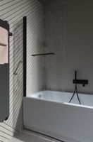 Шторка на ванну Allen Brau Priority 80 3.31022.BBA профиль Черный браш стекло прозрачное — фото 9, Шторки для ванной распашные