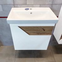 Тумба под раковину Бриклаер Брайтон 60 подвесная Белая матовая Дуб Кера арт-4627125415784 — фото 2, Тумбы под раковину