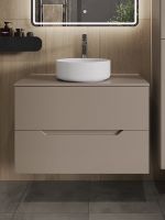 Тумба с раковиной Orange Line 80 Li-80TuLMDF+B09-360W подвесная Латте матовый — фото 2, Тумбы с раковиной