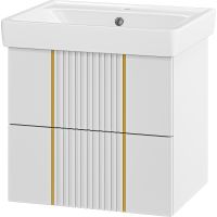 Тумба с раковиной Brevita Vega 60 УТ000022668 подвесная Белая матовая Золото — фото 1, Мебель для ванной