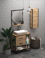 Шкаф пенал 1MarKa Grunge Loft 35П Ц0000007987 подвесной Дуб Вотан — фото 3, Пеналы для ванной комнаты