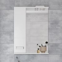 Зеркало со шкафом DIWO Дмитров 60 L СО-Дм04060-011Л с подсветкой Белое — фото 2, Мебель для ванной