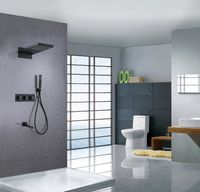 Душевая система Abber Daheim AF8253B с термостатом Черная матовая — фото 2, Встраиваемые душевые комплекты