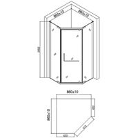 Душевой уголок Agger 90x90 A03-090MCR/G профиль Хром стекло матовое — фото 5, Душевые уголки трапеция