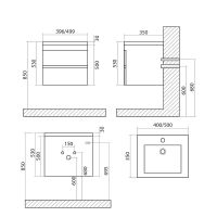 Тумба под раковину Art&Max Family-500-2C-SO-CV подвесная Цемент — фото 5, Мебель для ванной