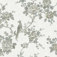 Обои Prima Italiana Ducale 80204 Винил на флизелине (1,06*10,05) Белый/Серый/Голубой, Цветы/Птицы — фото 1, Обои для стен