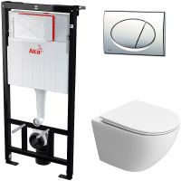 Комплект унитаза BelBagno Uno-Tor BB5177CH-TOR/SC с инсталляцией Alcaplast Sadromodul AM101/1120-3:1 RU M71-0001 с сиденьем Микролифт и клавишей смыва Хром — фото 1, Комплекты унитаз + инсталляция