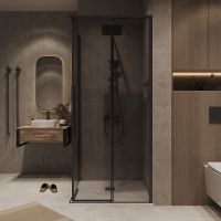 Душевой уголок Grossman Galaxy 80х80 300.K33.01.8080.21.10 профиль Черный матовый стекло тонированное — фото 3, Квадратные душевые уголки