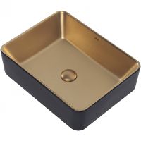 Раковина-чаша Abber Rechteck 49 AC2212BG Золото матовое Черная — фото 4, Раковины накладные