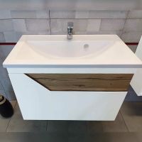 Тумба под раковину Бриклаер Брайтон 80 подвесная Белая матовая Дуб Кера арт-4627125415821 — фото 2, Тумбы под раковину