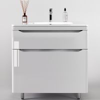 Тумба под раковину Style Line Марелла 80 Люкс Plus СС-00002402 Белый глянец антискрейтч — фото 1, Мебель для ванной