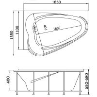 Акриловая ванна Marka One Love 185х135 R 01лв1813п без гидромассажа — фото 5, Ванны
