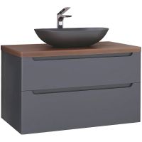 Тумба под раковину Jorno Wood 100 wood.01.100/P/GR подвесная Серая — фото 1, Тумбы под раковину