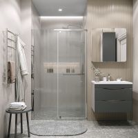 Душевая дверь Grossman Pragma 100 100.K33.03.100.10.02 профиль Хром стекло шиншилла — фото 3, Распашные душевые двери