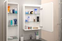 Зеркальный шкаф Art&Max Platino AM-Pla-600-800-1D-R-DS-F с подсветкой с сенсорным выключателем Белый — фото 4, Мебель для ванной