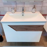 Тумба под раковину Бриклаер Брайтон 80 4627125415821 подвесная Белая матовая Дуб Кера — фото 1, Тумбы под раковину