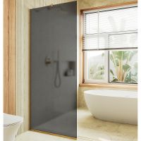 Душевая перегородка Maybah Glass MGD-704-3у 690x1950 в узком профиле Золото стекло графитовое матовое — фото 1, Душевые перегородки