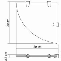 Стеклянная полка WasserKRAFT K-533 угловая Хром — фото 4, Полки для ванной и душа