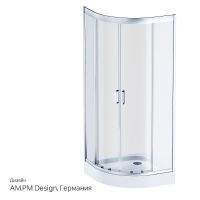 Душевой уголок AM.PM Gem 80х80 радиальный профиль Матовый хром стекло прозрачное арт-W90G-401-080WT — фото 11, Душевые уголки четверть круга