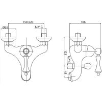Смеситель для ванны Cezares Margot MARGOT-VM-03/24-Bi Золото 24 карата/белый — фото 2, Смесители