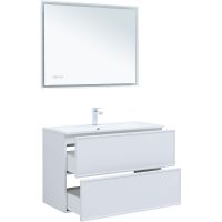 Тумба под раковину Aquanet Арт 100 313257 подвесная Белая матовая — фото 9, Мебель для ванной