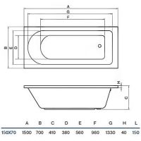 Акриловая ванна Koller Pool Dakota 150x70 без гидромассажа — фото 3, Ванны