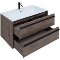 Тумба с раковиной Aquanet Lino 90 271950 подвесная Дуб Веллингтон — фото 3, Тумбы с раковиной