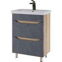 Тумба под раковину Bellezza Слим 60 4636509110429 Серый Натуральный дуб — фото 1, Мебель для ванной