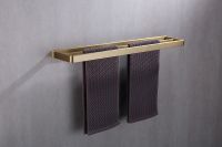 Полотенцедержатель Abber Westen AA1756G двойной Золото матовое — фото 2, Полотенцедержатели