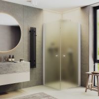 Душевой уголок Maybah Glass MGY-1293-1 800x800x1980 на монопетлях Белый стекло сатиновое — фото 1, Душевые уголки