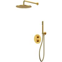 Душевая система Whitecross Y brushed gold YSET08GLB с термостатом Брашированное золото — фото 1, Душевое оборудование. Душевая программа