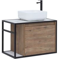 Тумба под раковину Aquanet Nova Lite Loft 75R 261657 подвесная Дуб рустикальный — фото 1, Мебель для ванной