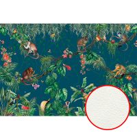 Фреска Ortograf Miracle 33858 Фактура флок FLK Флизелин (4*2,7) Синий/Разноцветный, Листья/Животные — фото 1, Фрески