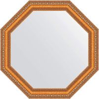 Зеркало Evoform Octagon 56х56 BY 3977 в багетной раме - Золотые бусы на бронзе 60 мм — фото 1, Мебель для ванной